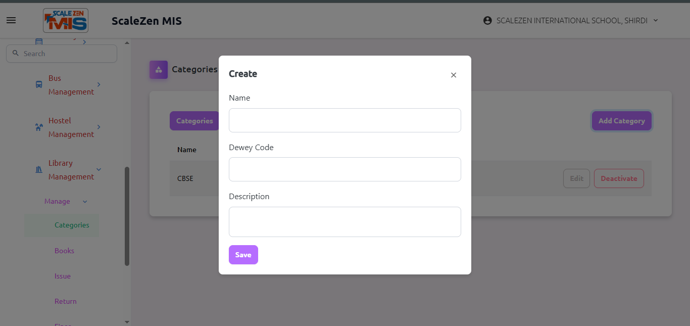 Library Categories Screen